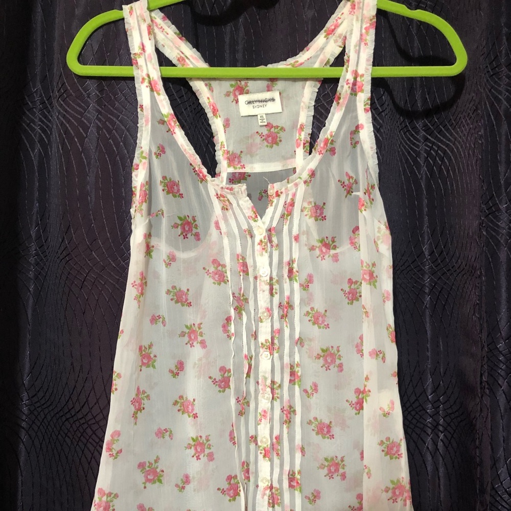 Gilly Hicks racer back, see through floral top !